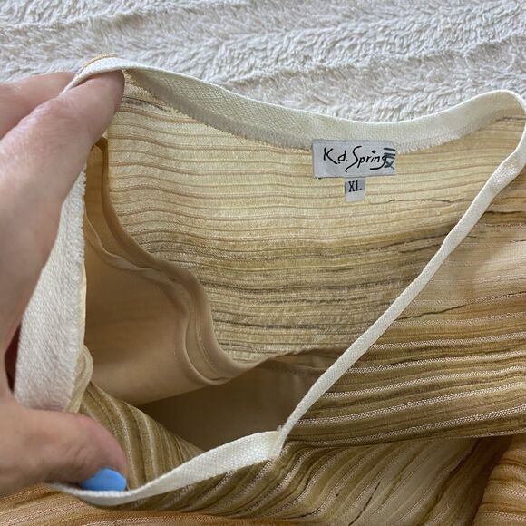 KD Spring Lagenlook Artsy Short Sleeve Top Tan V-Neck Shirt Lined Women’s XL‎ - Picture 16 of 16